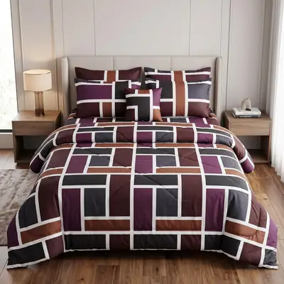 7 Pcs Cotton Salonica Printed Comforter Set