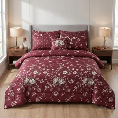 7 Pcs Cotton Salonica Printed Comforter Set