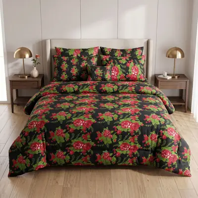 7 Pcs Cotton Salonica Printed Comforter Set