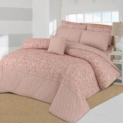 7 Pcs Cotton Salonica Printed Comforter Set
