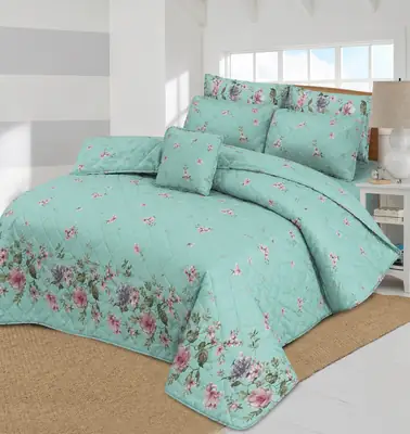 7 Pcs Cotton Salonica Printed Comforter Set