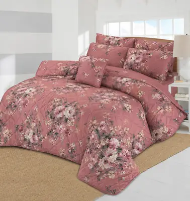 7 Pcs Cotton Salonica Printed Comforter Set