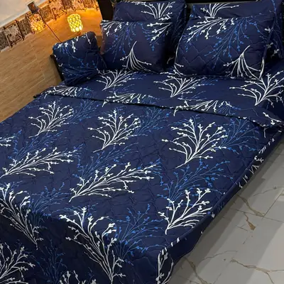 7 Pcs Cotton Salonica Printed Comforter Set