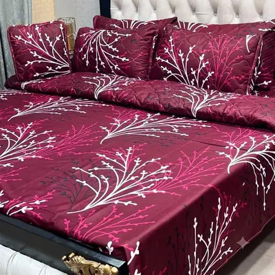 7 Pcs Cotton Salonica Printed Comforter Set