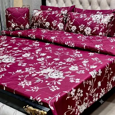 7 Pcs Cotton Salonica Printed Comforter Set