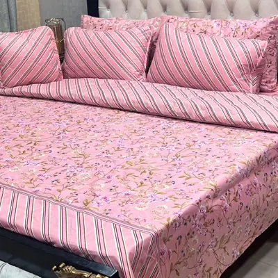 7 Pcs Cotton Salonica Printed Comforter Set