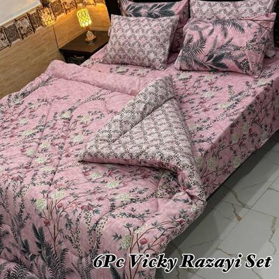 Cozy 6 Pcs Cotton Salonica Printed Razai Set
