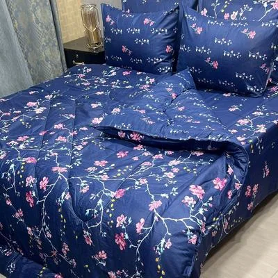 Stylish 6 Pcs Cotton Salonica Printed Razai Set
