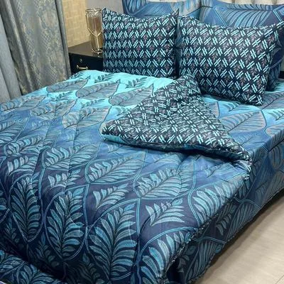 Stylish 6 Pcs Cotton Salonica Printed Razai Set