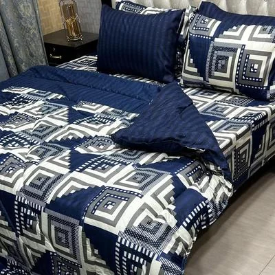 Stylish 6 Pcs Cotton Salonica Printed Razai Set