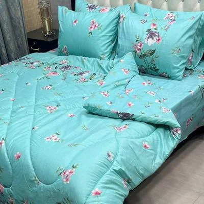 Stylish 6 Pcs Cotton Salonica Printed Razai Set