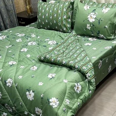 Stylish 6 Pcs Cotton Salonica Printed Razai Set