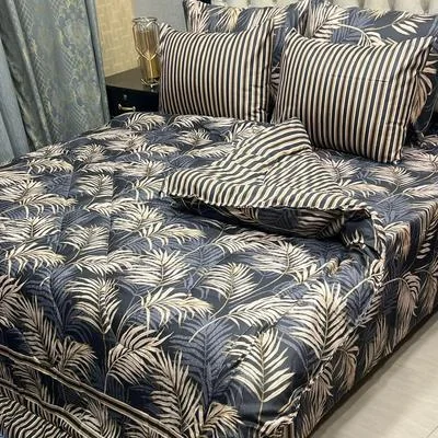 Stylish 6 Pcs Cotton Salonica Printed Razai Set