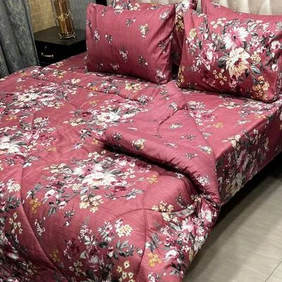 Stylish 6 Pcs Cotton Salonica Printed Razai Set