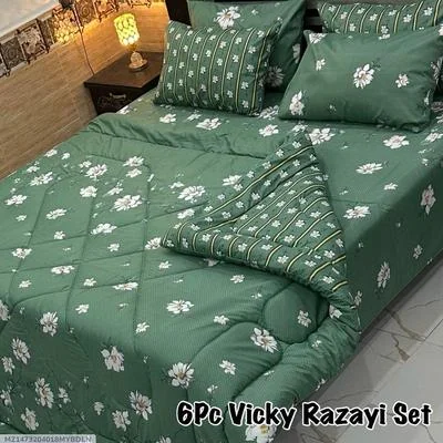 Cozy 6 Pcs Cotton Salonica Printed Razai Set thumbnail 2