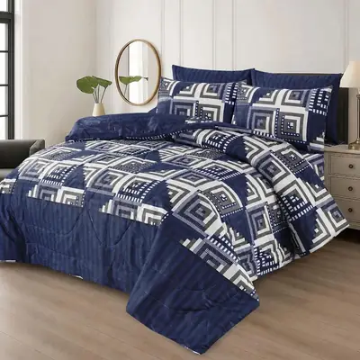 Exclusive 6 Pcs Cotton Salonica Printed Double Razai Set