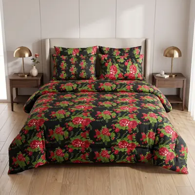 Exclusive 6 Pcs Cotton Salonica Printed Double Razai Set