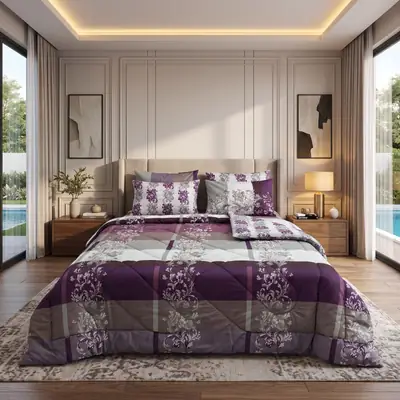 Exclusive 6 Pcs Cotton Salonica Printed Double Razai Set