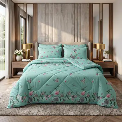 Exclusive 6 Pcs Cotton Salonica Printed Double Razai Set