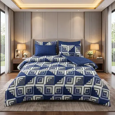 Exclusive 6 Pcs Cotton Salonica Printed Double Razai Set