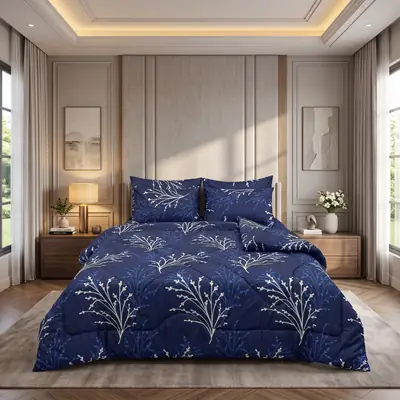 Exclusive 6 Pcs Cotton Salonica Printed Double Razai Set