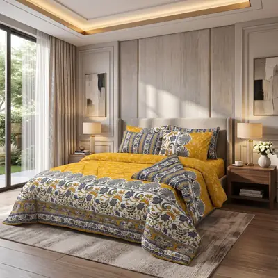 Exclusive 6 Pcs Cotton Salonica Printed Double Razai Set thumbnail 2