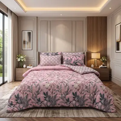 Exclusive 6 Pcs Cotton Salonica Printed Double Razai Set