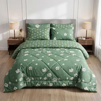 Exclusive 6 Pcs Cotton Salonica Printed Double Razai Set