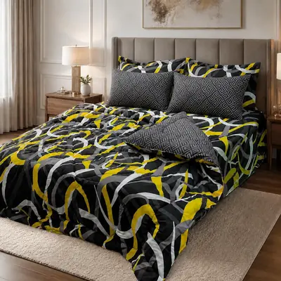 Exclusive 6 Pcs Cotton Salonica Printed Double Razai Set