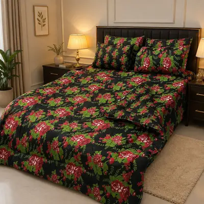 Exclusive 6 Pcs Cotton Salonica Printed Double Razai Set