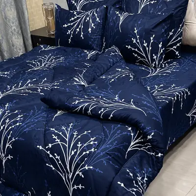 Stylish 6 Pcs Cotton Salonica Printed Double Razai Set