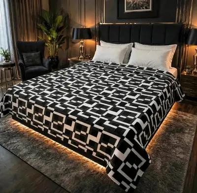 Stylish Fleece Printed Double Bed Blanket