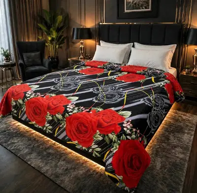 Stylish Fleece Printed Double Bed Blanket