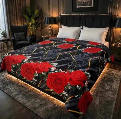 Stylish Fleece Printed Double Bed Blanket