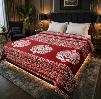 Stylish Fleece Printed Double Bed Blanket