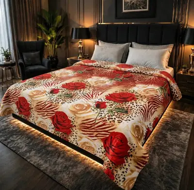 Stylish Fleece Printed Double Bed Blanket