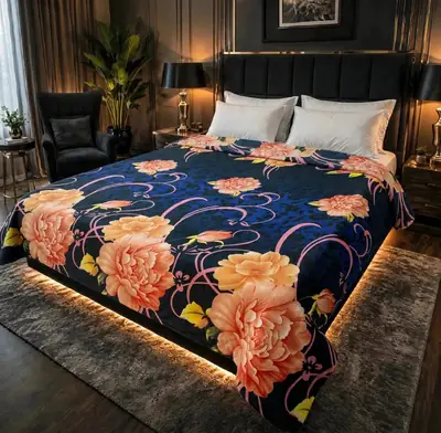 Stylish Fleece Printed Double Bed Blanket