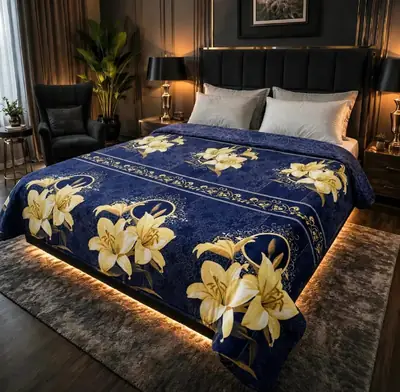 Stylish Fleece Printed Double Bed Blanket