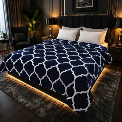 Stylish Fleece Printed Double Bed Blanket