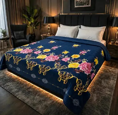 Stylish Fleece Printed Double Bed Blanket