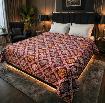 Stylish Fleece Printed Double Bed Blanket