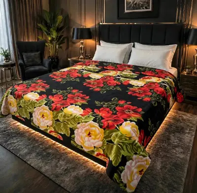 Stylish Fleece Printed Double Bed Blanket