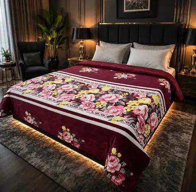 Stylish Fleece Printed Double Bed Blanket