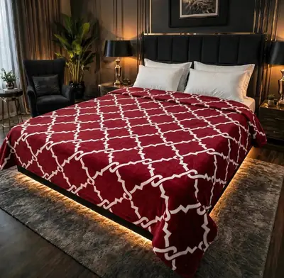 Stylish Fleece Printed Double Bed Blanket