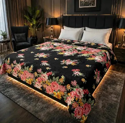 Stylish Fleece Printed Double Bed Blanket