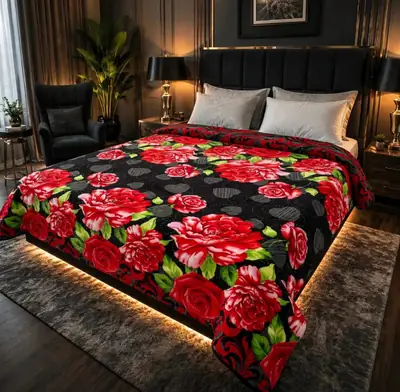Stylish Fleece Printed Double Bed Blanket