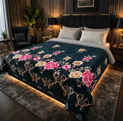 Stylish Fleece Printed Double Bed Blanket