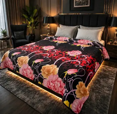 Stylish Fleece Printed Double Bed Blanket