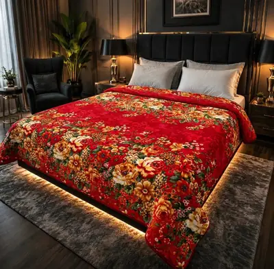 Stylish Fleece Printed Double Bed Blanket