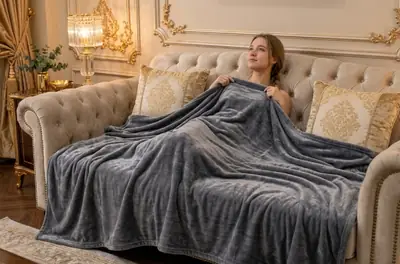 Cozy Fleece Plain Double Bed Blanket thumbnail 3